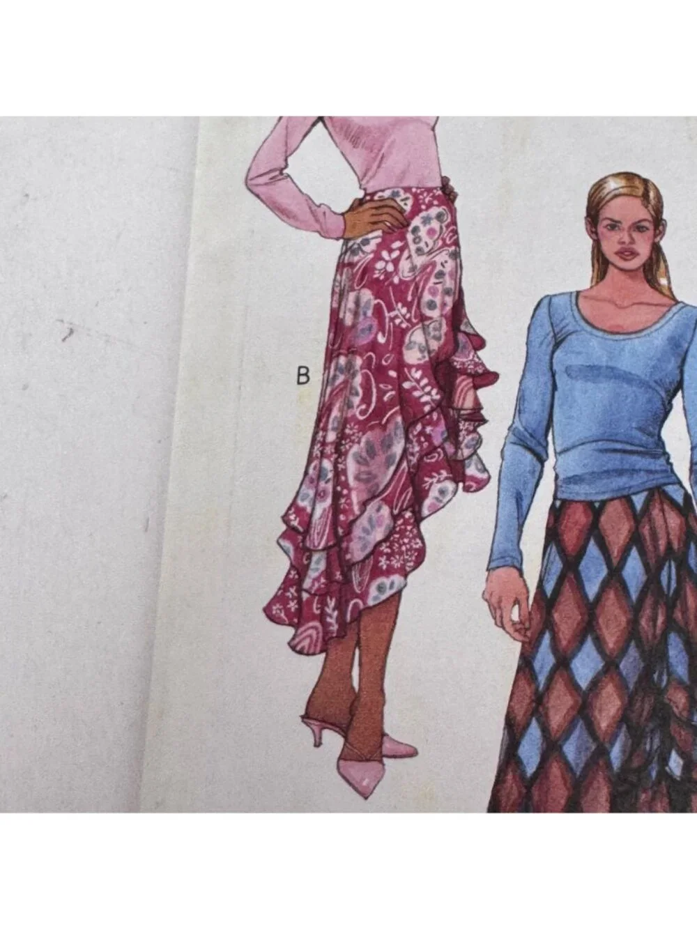 McCalls Sewing Pattern M4594 Y2K Flowy Skirt Ruffle Hem Boho Chic 4-10 Uncut